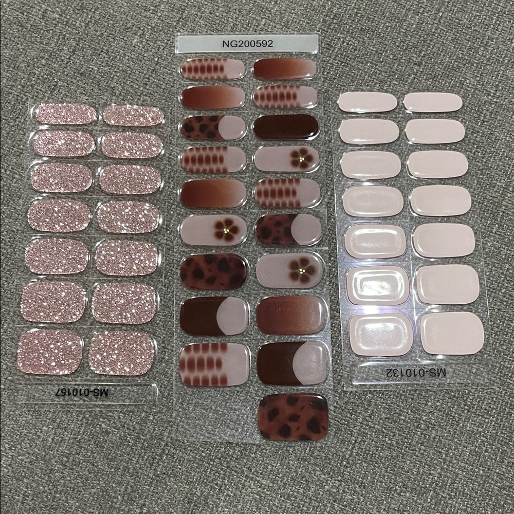 Stylish Pink and Brown Leopard, Rose Gold, Chalky Soft Pink 3 sets